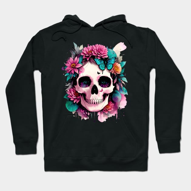 Lady skull, sugar skull, dark, La catrina, calavera, skeletons lovers, cool skulls, bones, gothic floral lady Hoodie by Collagedream